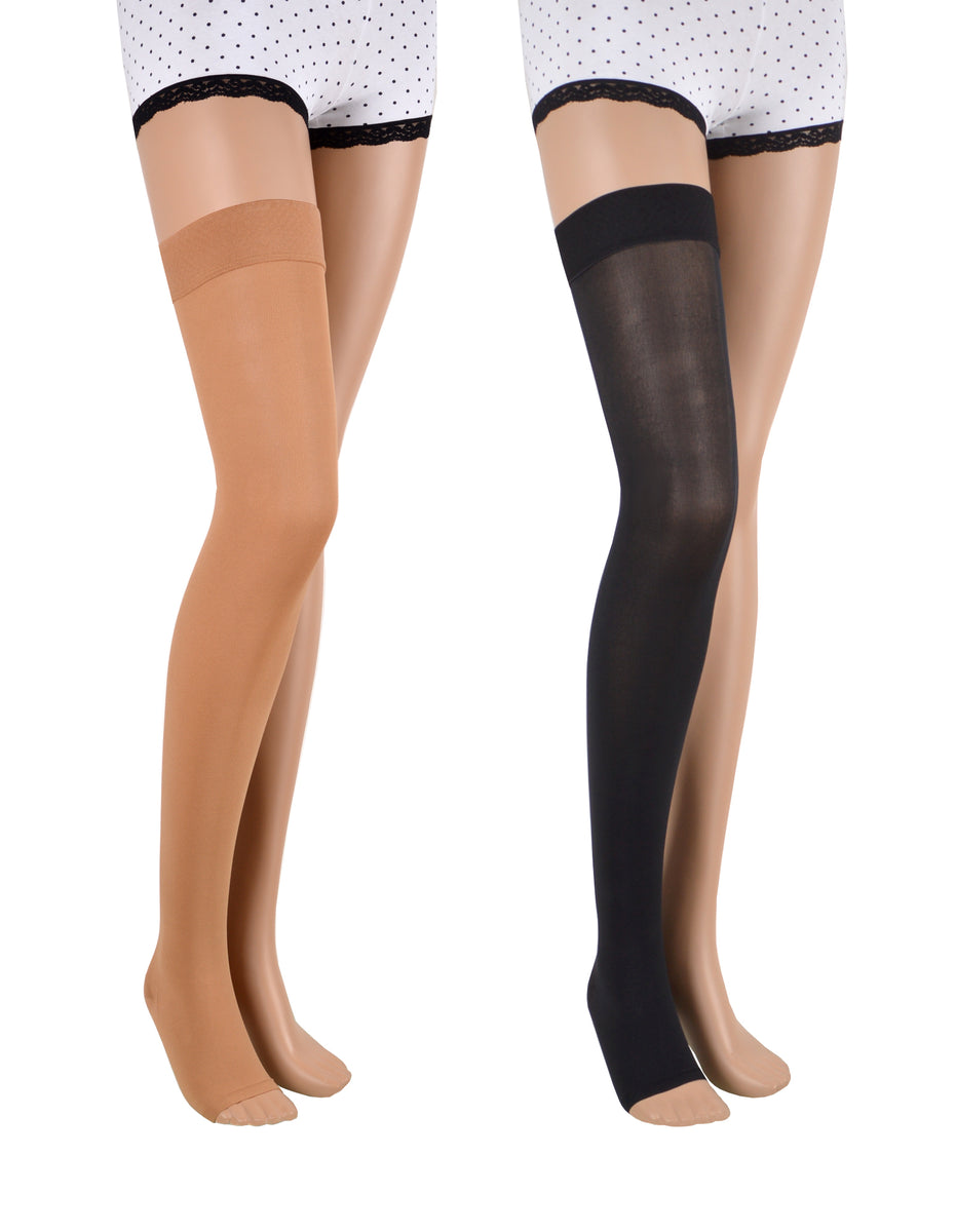  JOBST Relief Compression Stockings 15-20 mmHg Thigh High  Silicone Dot Band Closed Toe Beige Medium : Health & Household