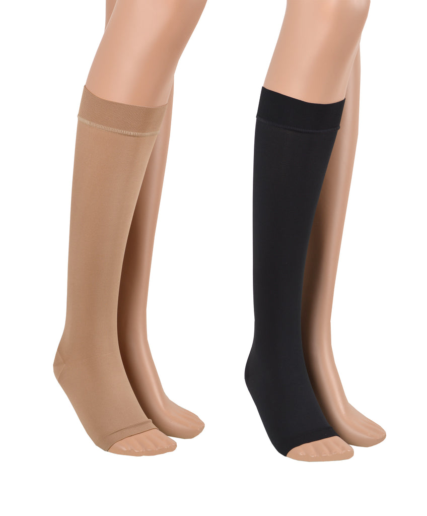 Thigh-high elastic compression socks (Ccl.2) closed toe